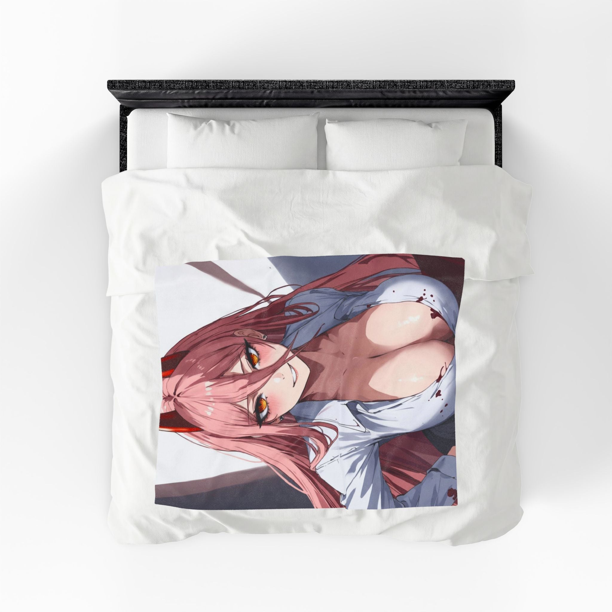 Power  Velveteen Plush Blanket – Sexy Pink-Haired Character Throw