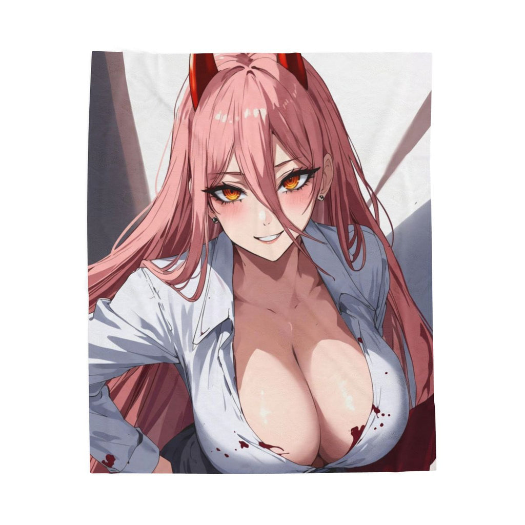 Power  Velveteen Plush Blanket – Sexy Pink-Haired Character Throw